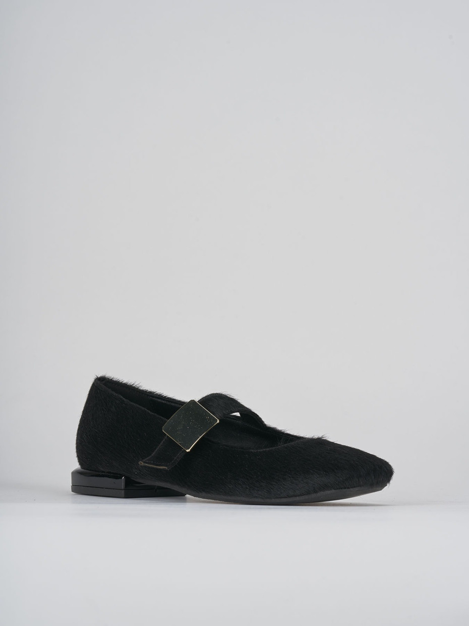 Ballerine tacco 1cm cavallino nero