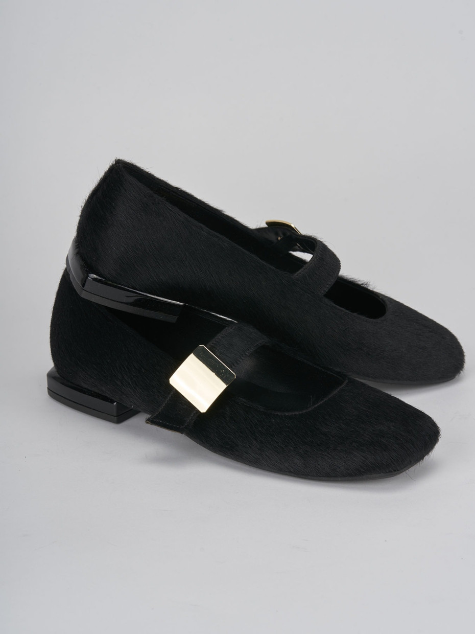 Ballerine tacco 1cm cavallino nero