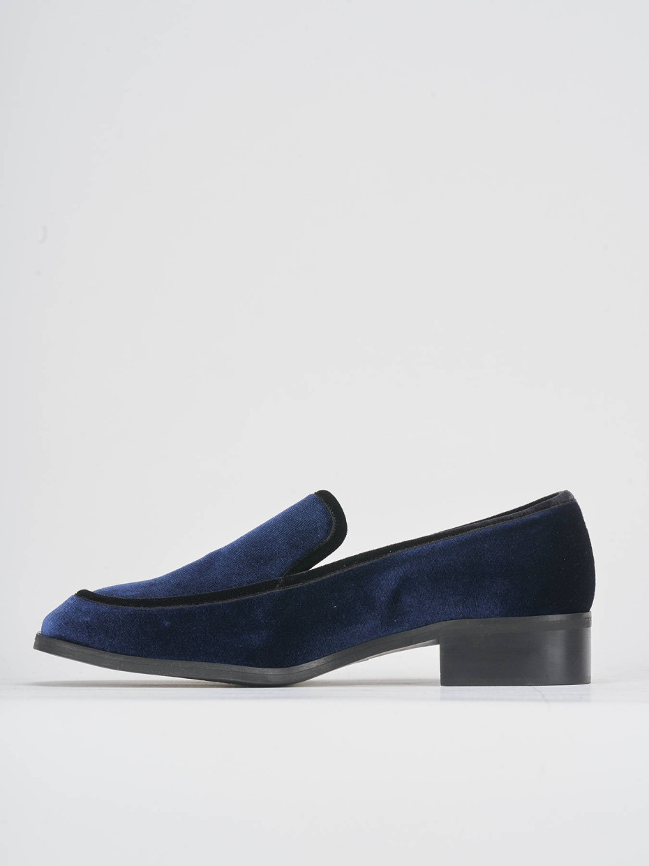 Loafers heel 1 cm blu velvet