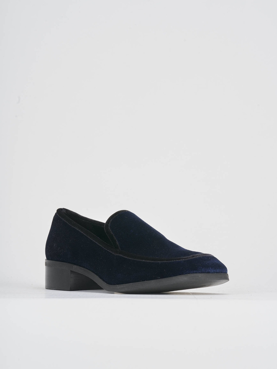 Loafers heel 1 cm blu velvet