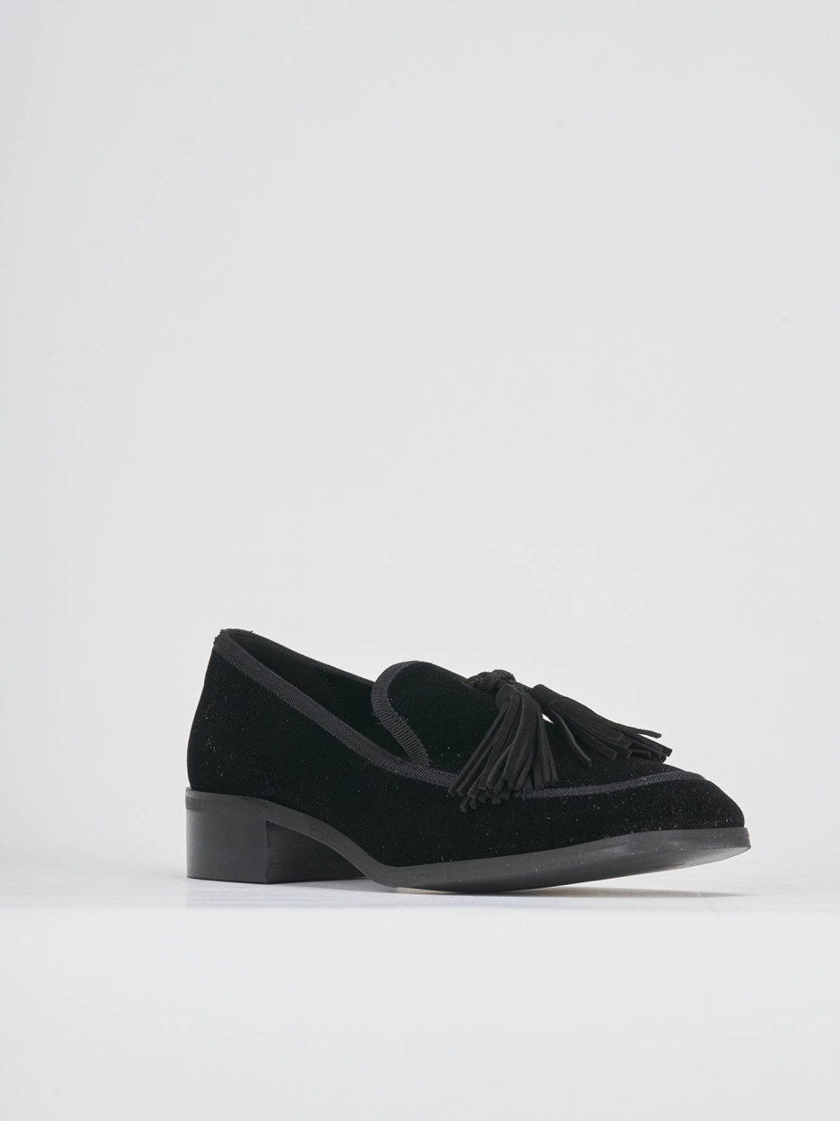 Loafers heel 2 cm black velvet