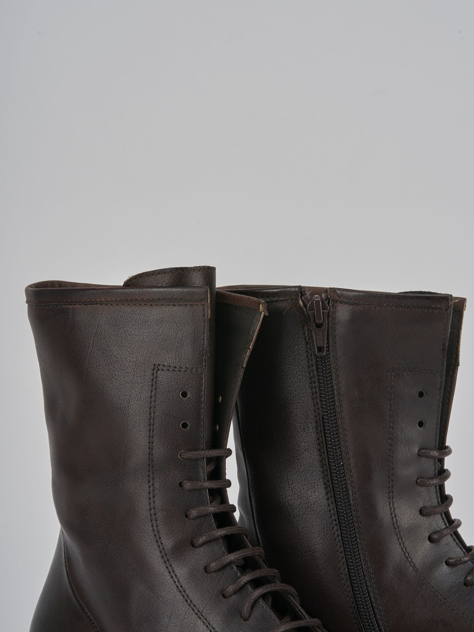 Combat boots heel 2 cm dark brown leather