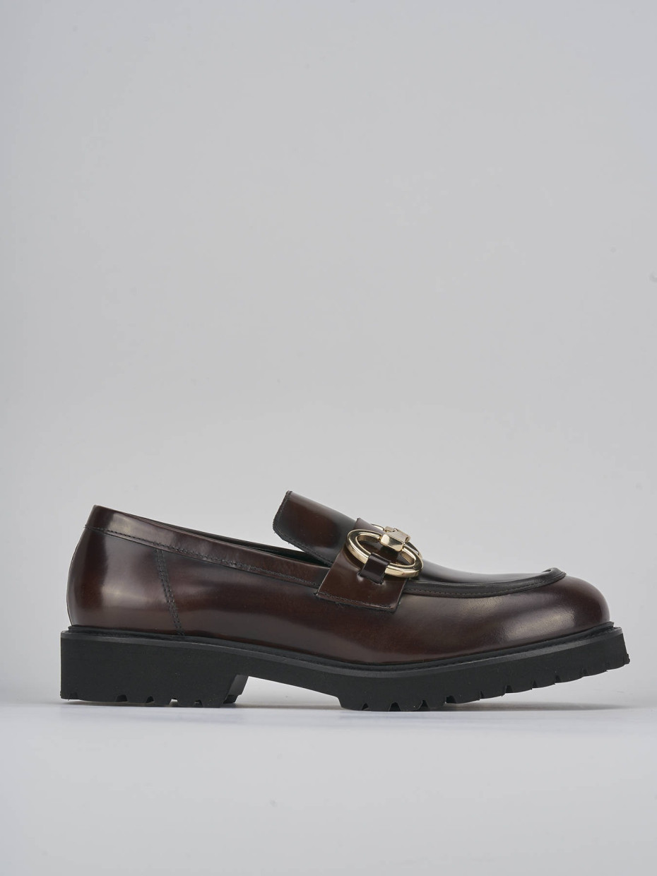 Loafers heel 2 cm dark brown leather