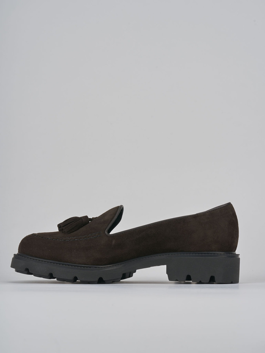 Loafers heel 2 cm dark brown suede