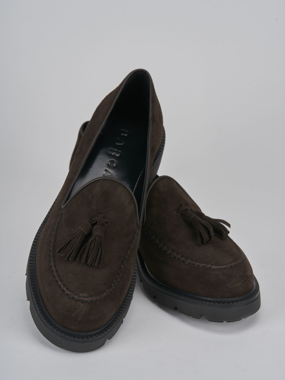 Loafers heel 2 cm dark brown suede