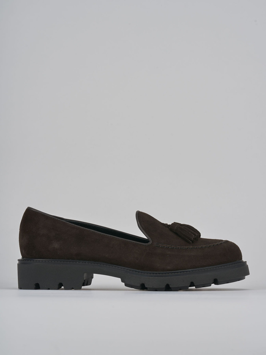 Loafers heel 2 cm dark brown suede