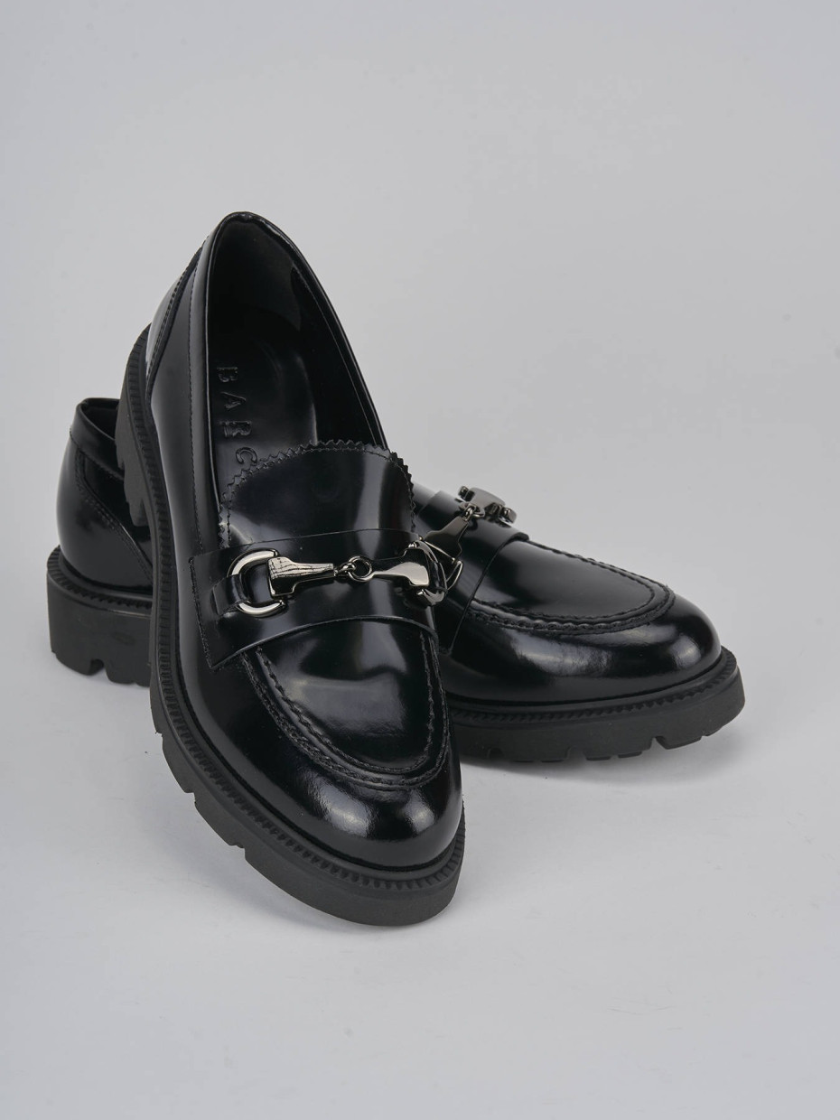 Loafers heel 2 cm black leather