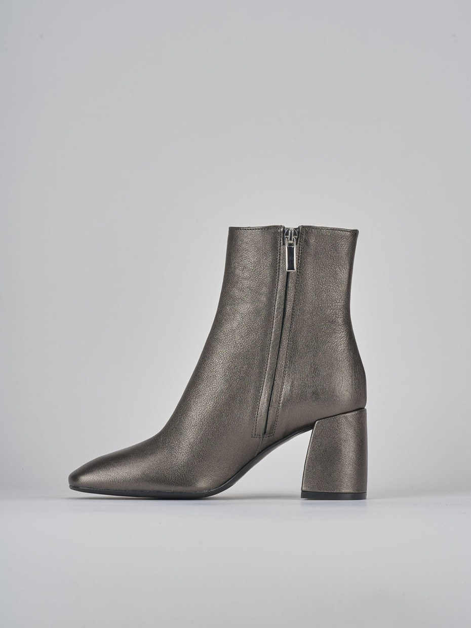 High heel ankle boots heel 8 cm grey leather