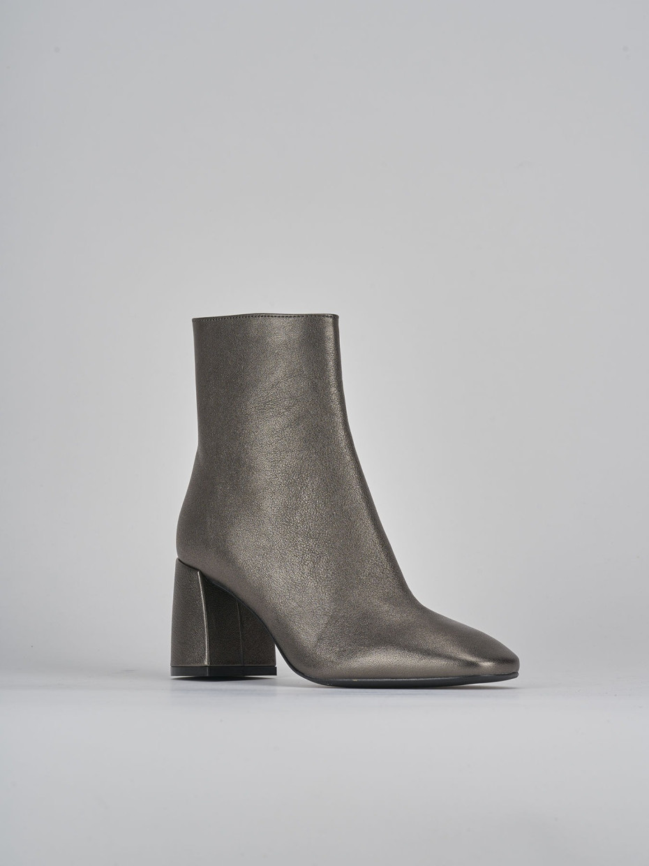 High heel ankle boots heel 8 cm grey leather