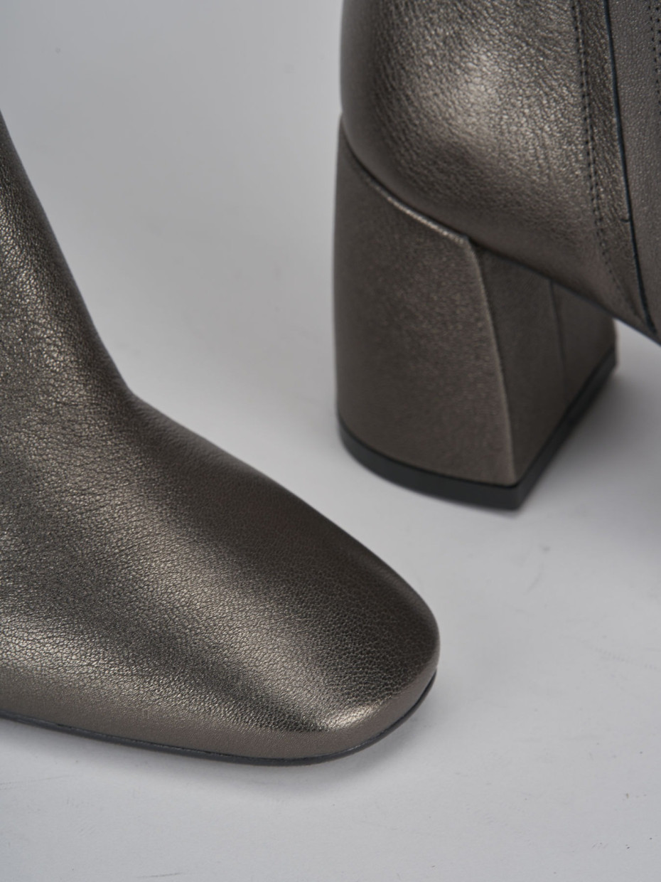 High heel ankle boots heel 8 cm grey leather