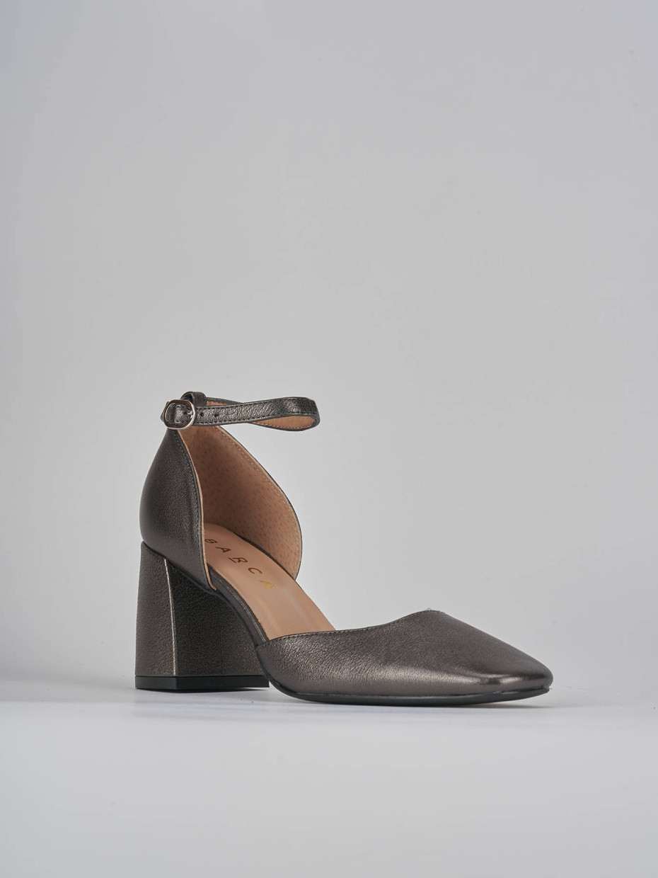 Décolleté e slingback tacco 8cm pelle argento