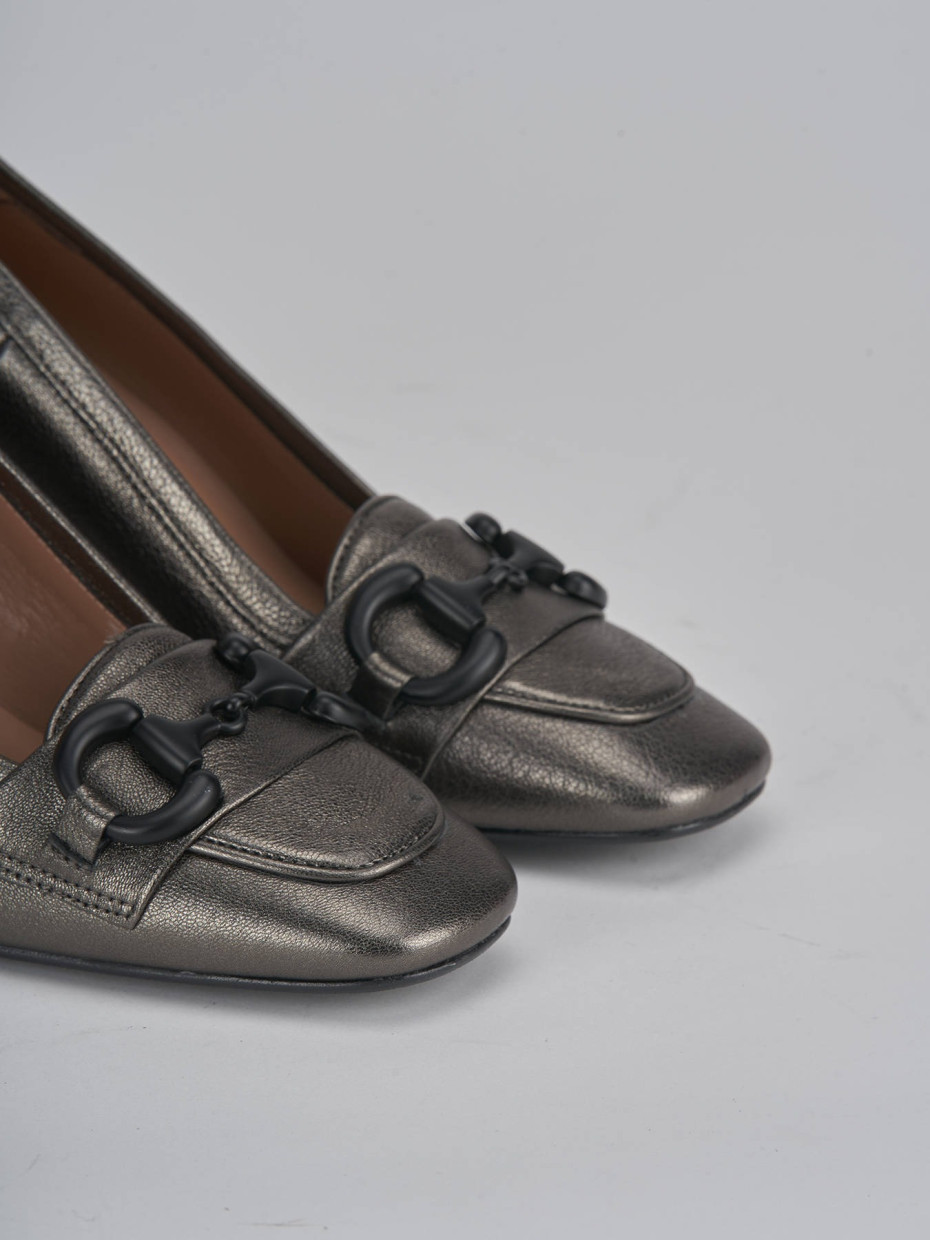 Loafers woman heel 8 cm silver leather Barca Stores