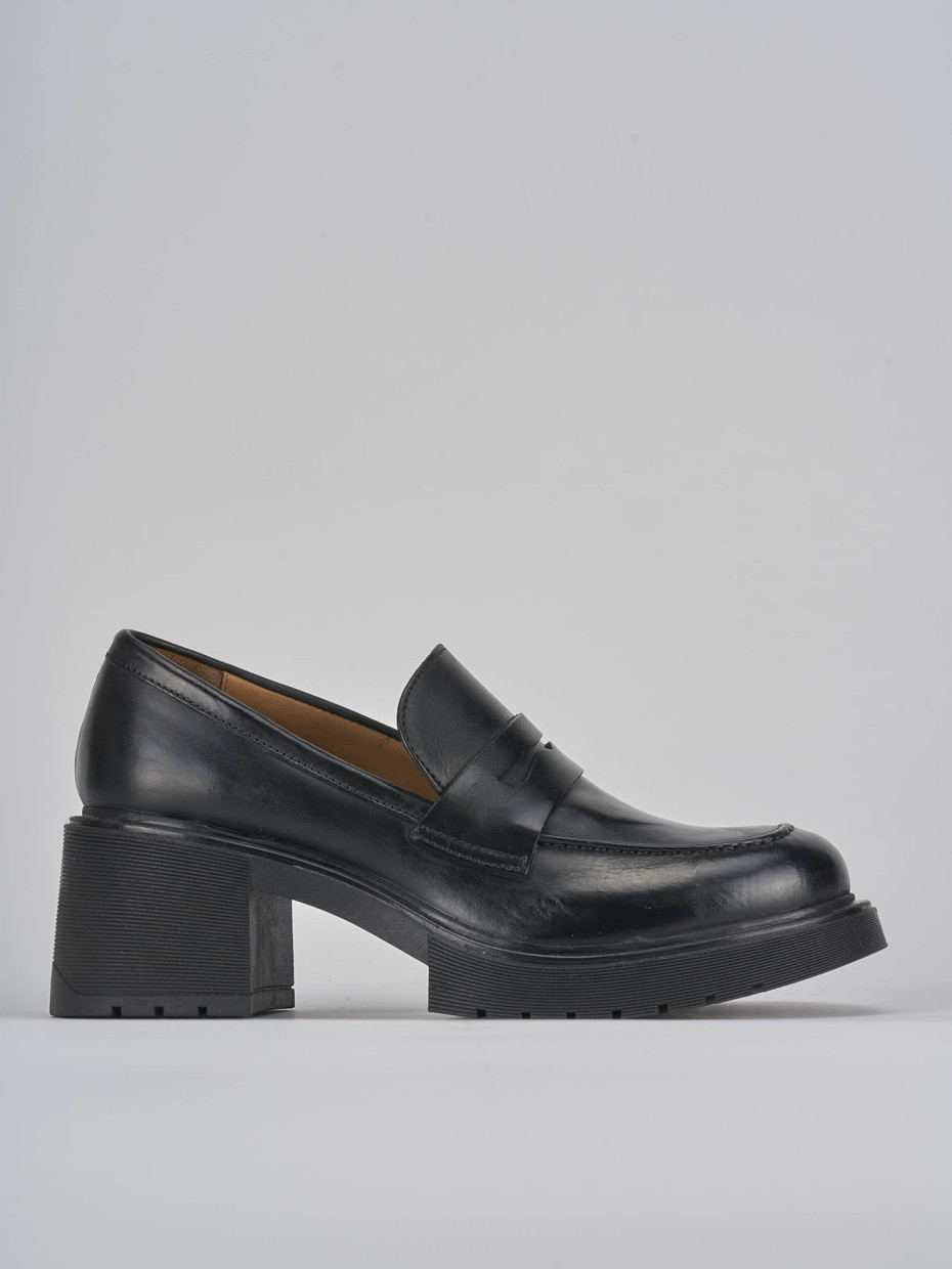 Mocassini tacco 6cm pelle nero
