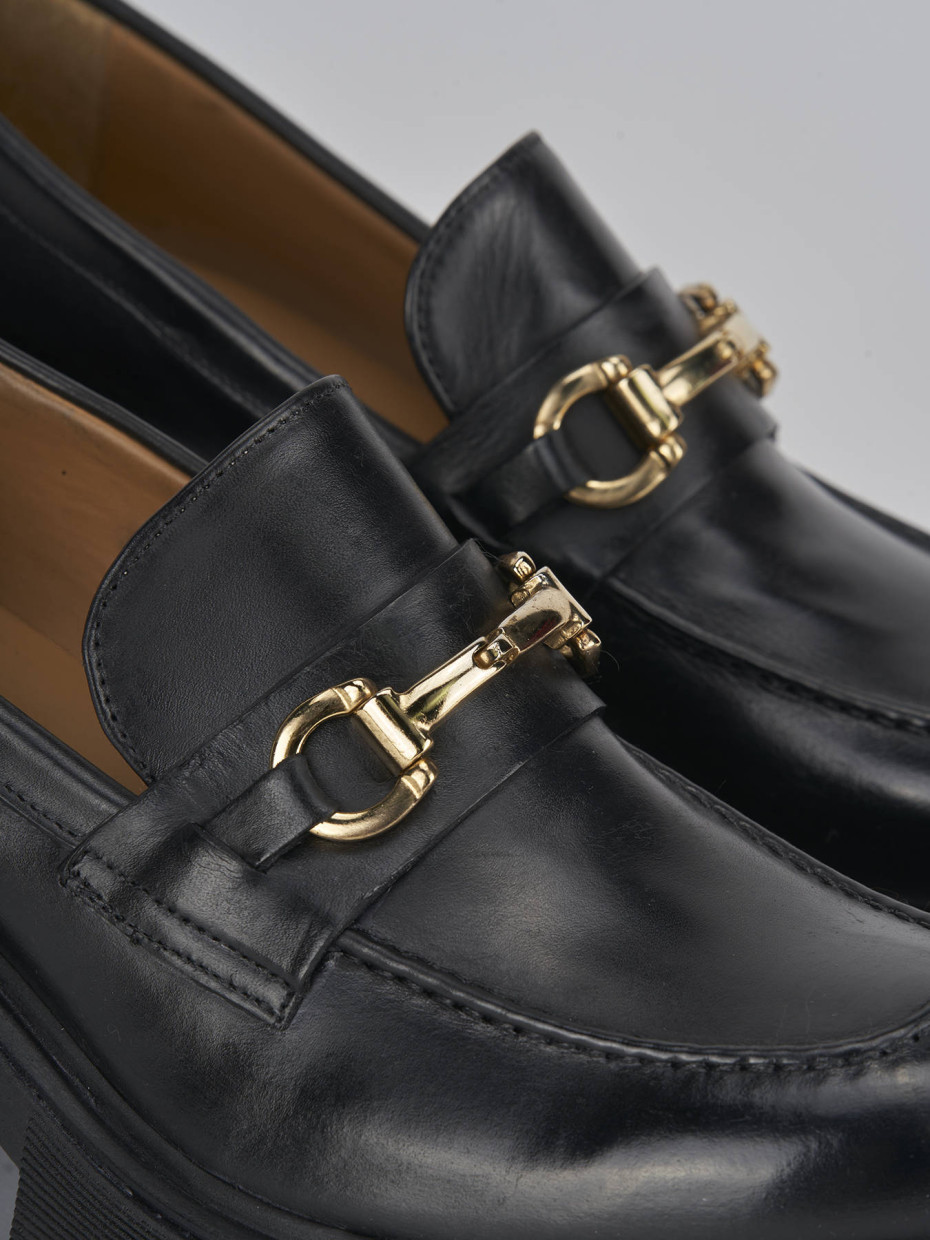 Mocassini tacco 6cm pelle nero