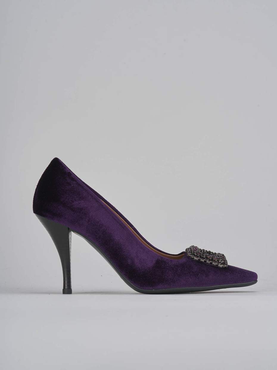Décolleté e slingback tacco 9cm velluto viola