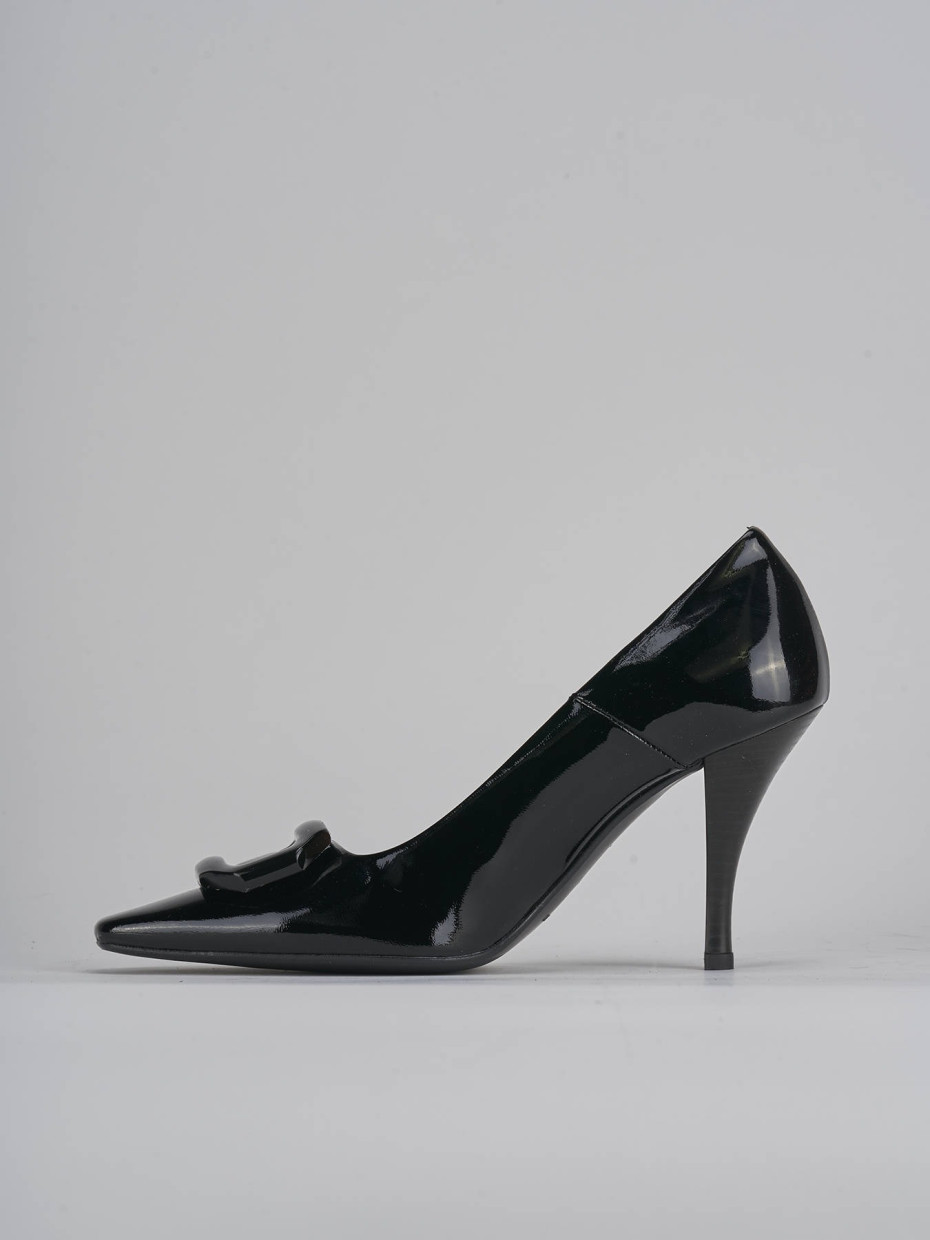 Décolleté e slingback tacco 9cm vernice nero