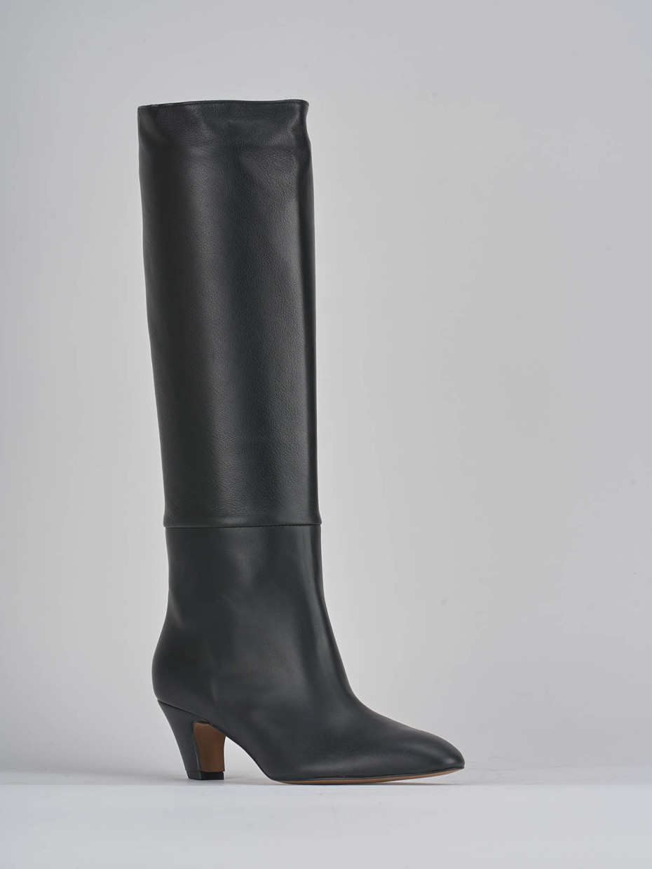 Stivali tacco 5cm pelle nero