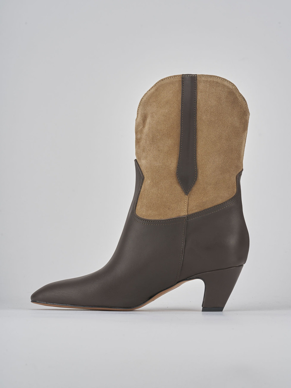 High heel ankle boots heel 5 cm dark brown leather