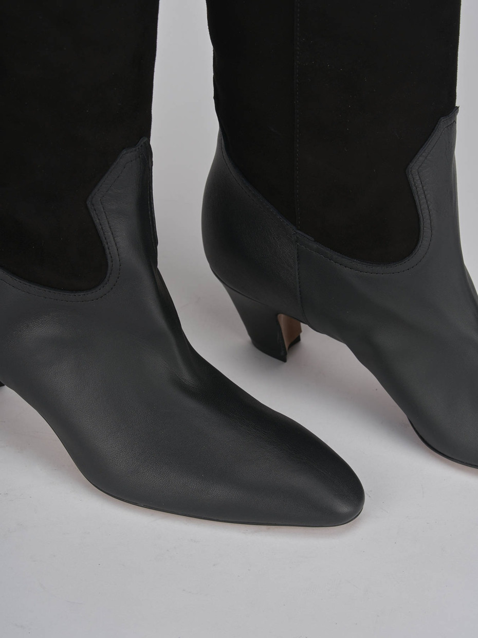 High heel boots heel 5 cm black leather