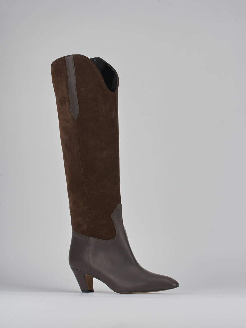 Stivali tacco 5cm pelle testa