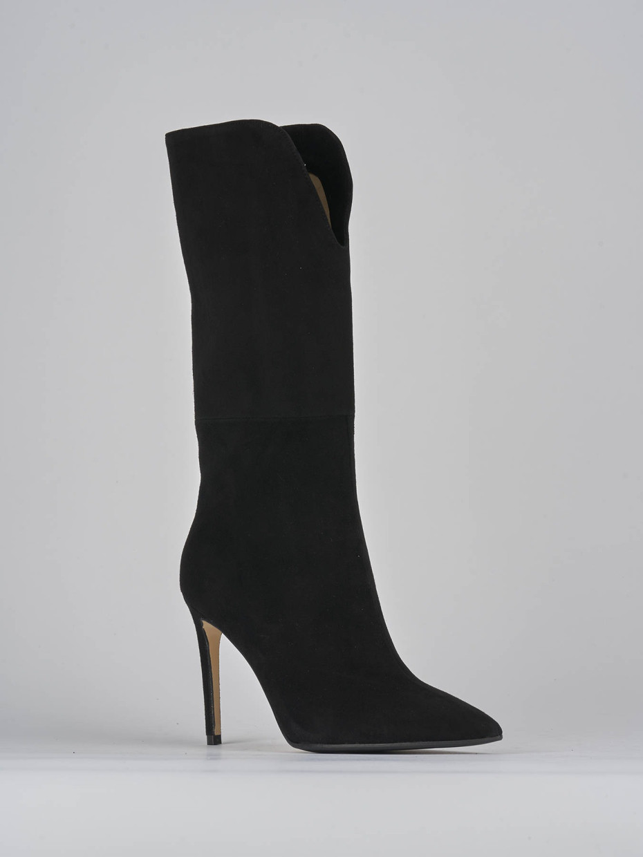 Stivali tacco 11cm camoscio nero
