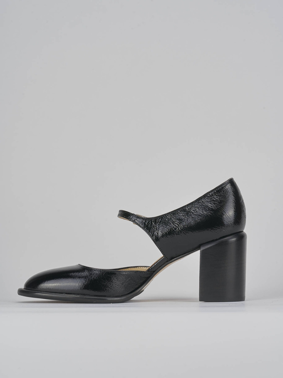 Décolleté e slingback tacco 7cm vernice nero