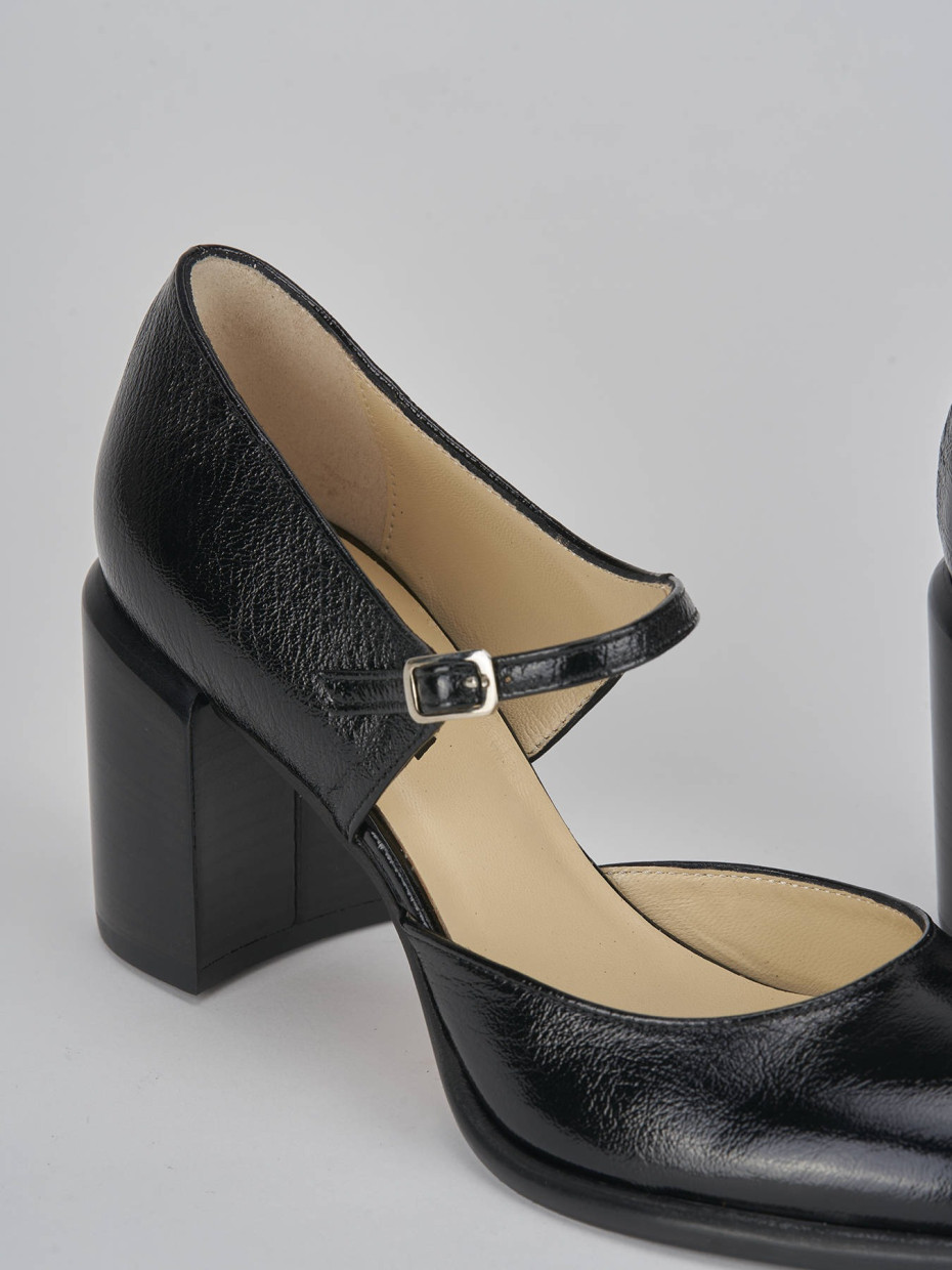 Décolleté e slingback tacco 7cm vernice nero