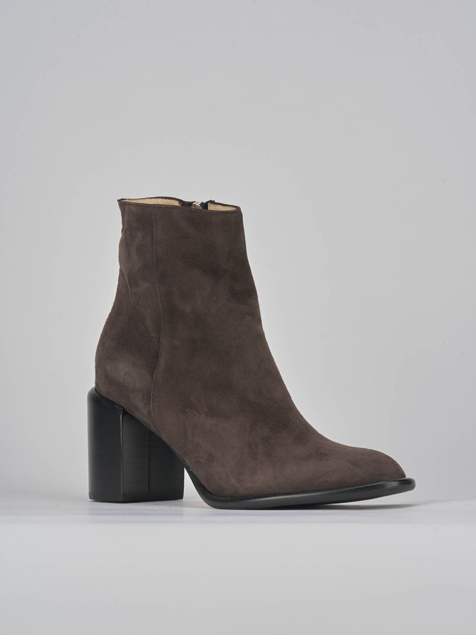 High heel ankle boots heel 7 cm dark brown suede
