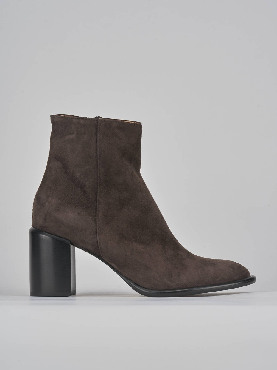 High heel ankle boots heel 7 cm dark brown suede