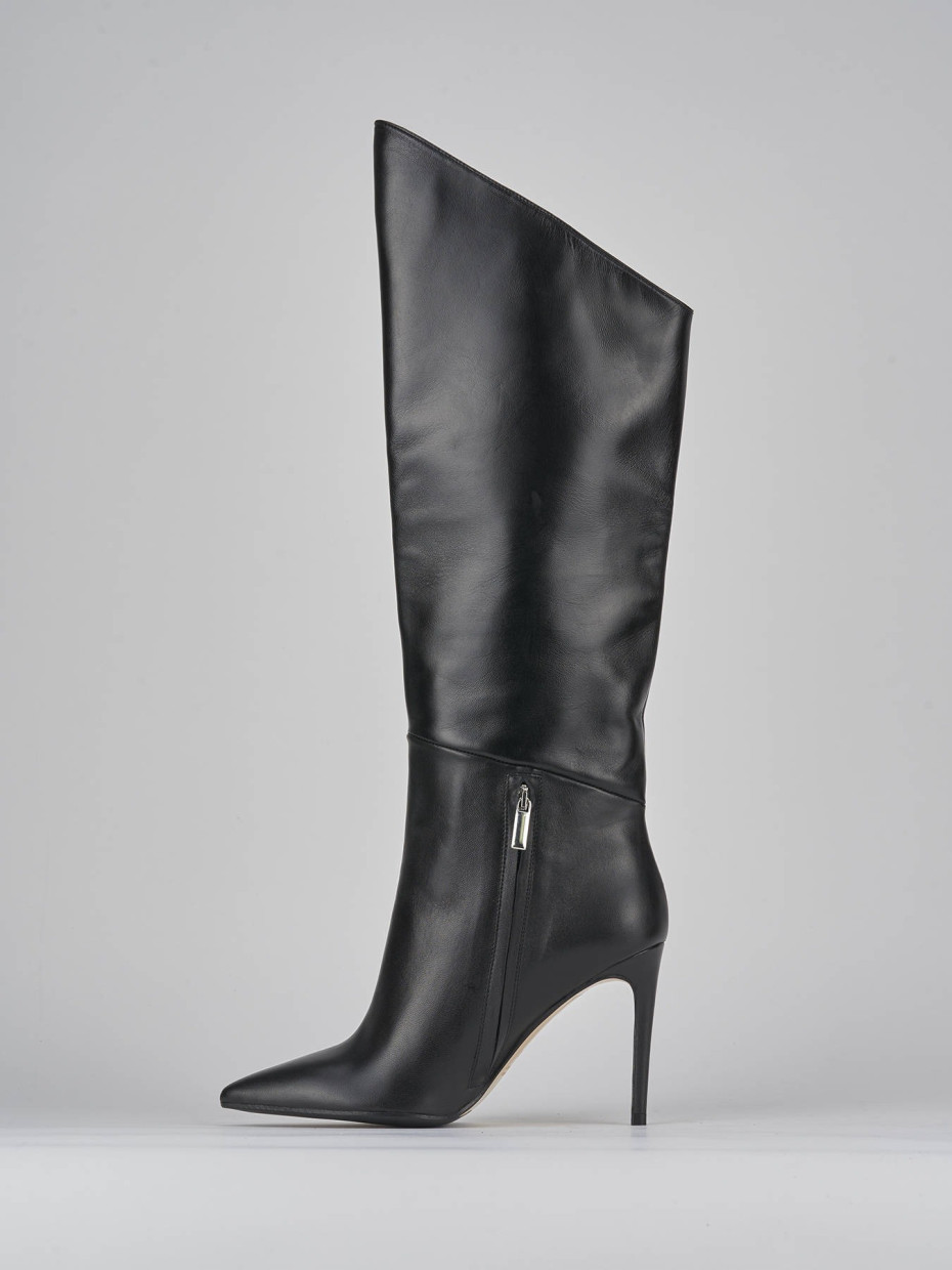 High heel boots heel 11 cm black leather