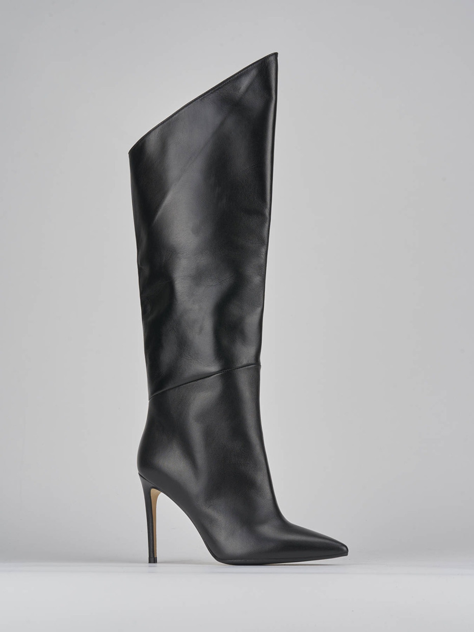 High heel boots heel 11 cm black leather