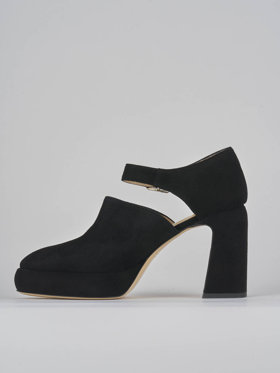 Décolleté e slingback tacco 9cm camoscio nero