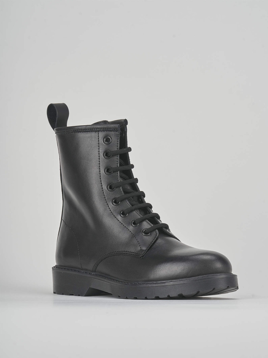 Combat boots heel 2 cm black leather