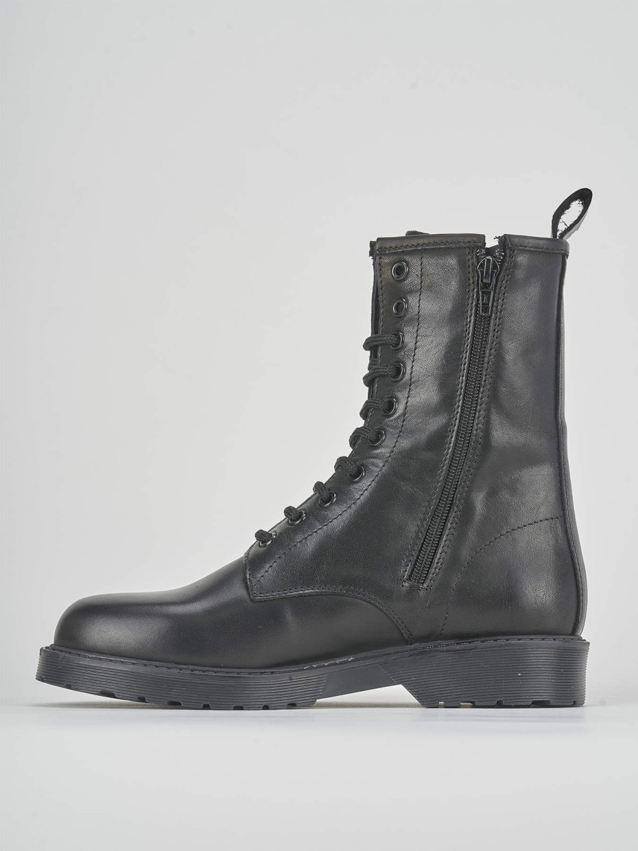 Combat boots heel 2 cm black leather