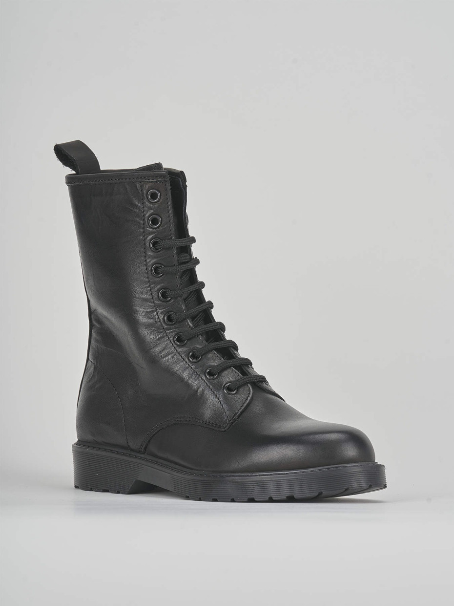 Combat boots heel 2 cm black leather