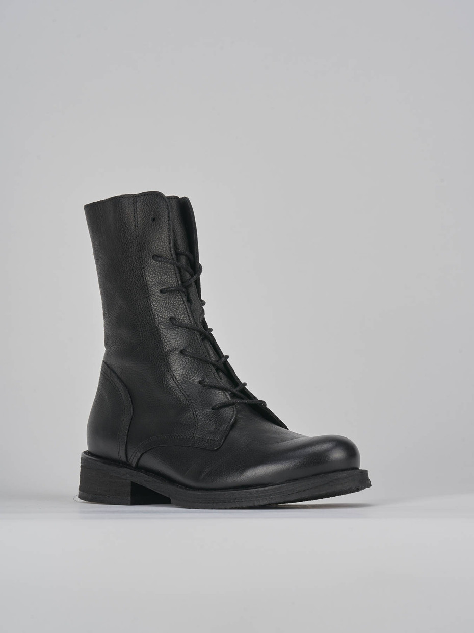 Combat boots heel 2 cm black leather