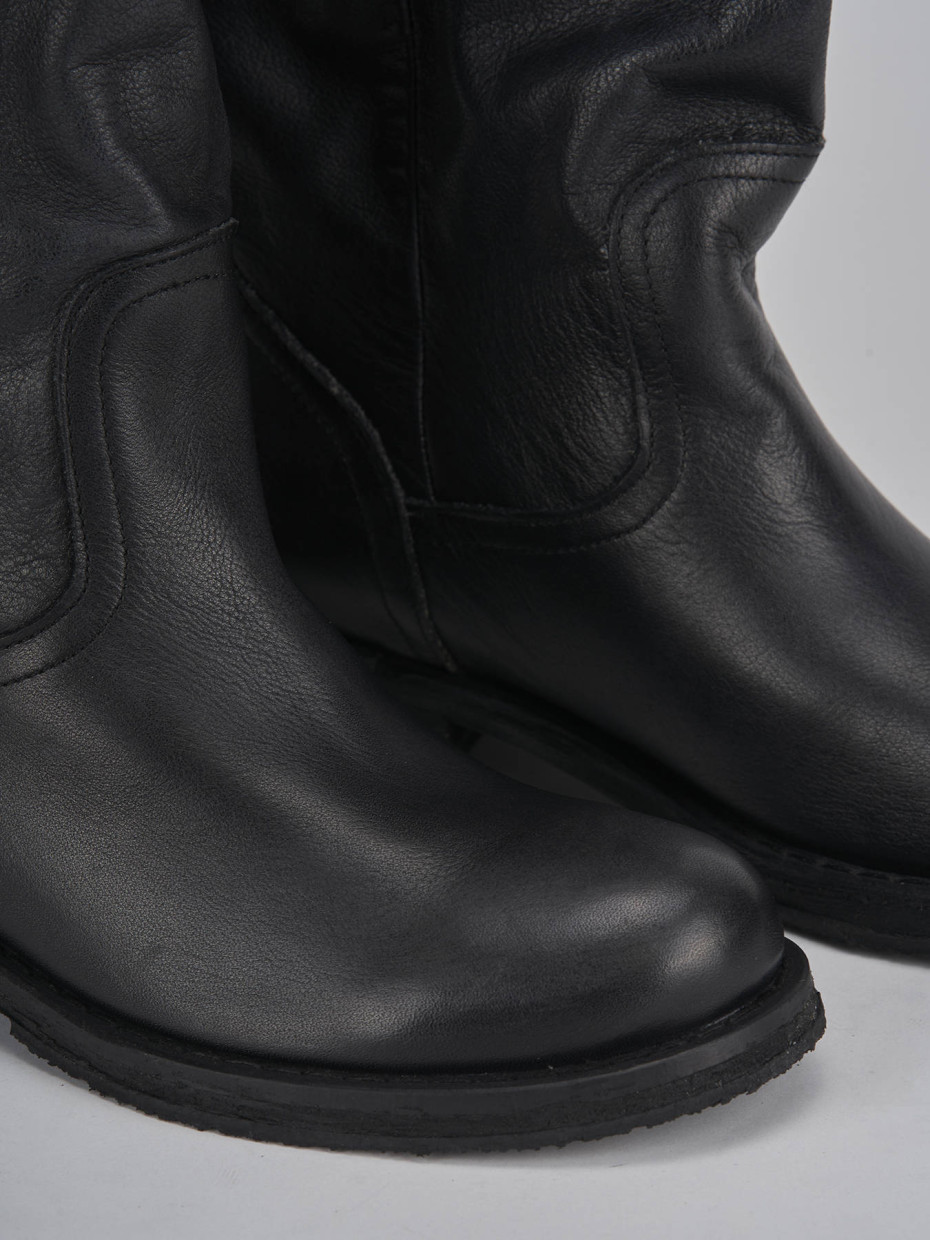 Low heel boots heel 2 cm black leather