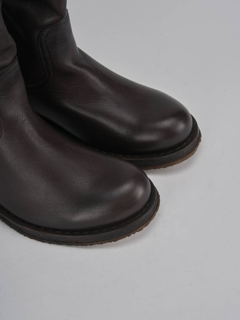 Low heel boots heel 2 cm dark brown leather