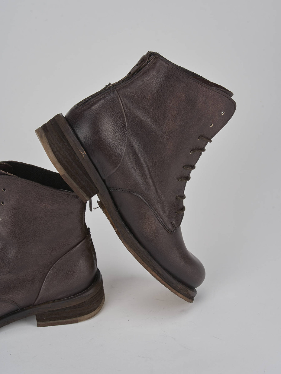 Combat boots heel 2 cm dark brown leather