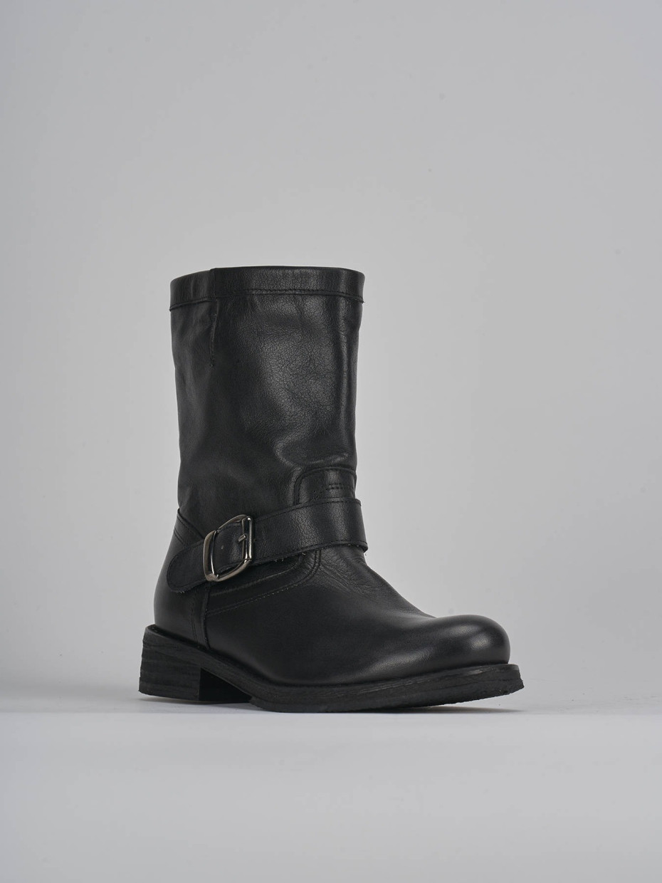 Low heel ankle boots woman heel 2 cm black leather Barca Stores