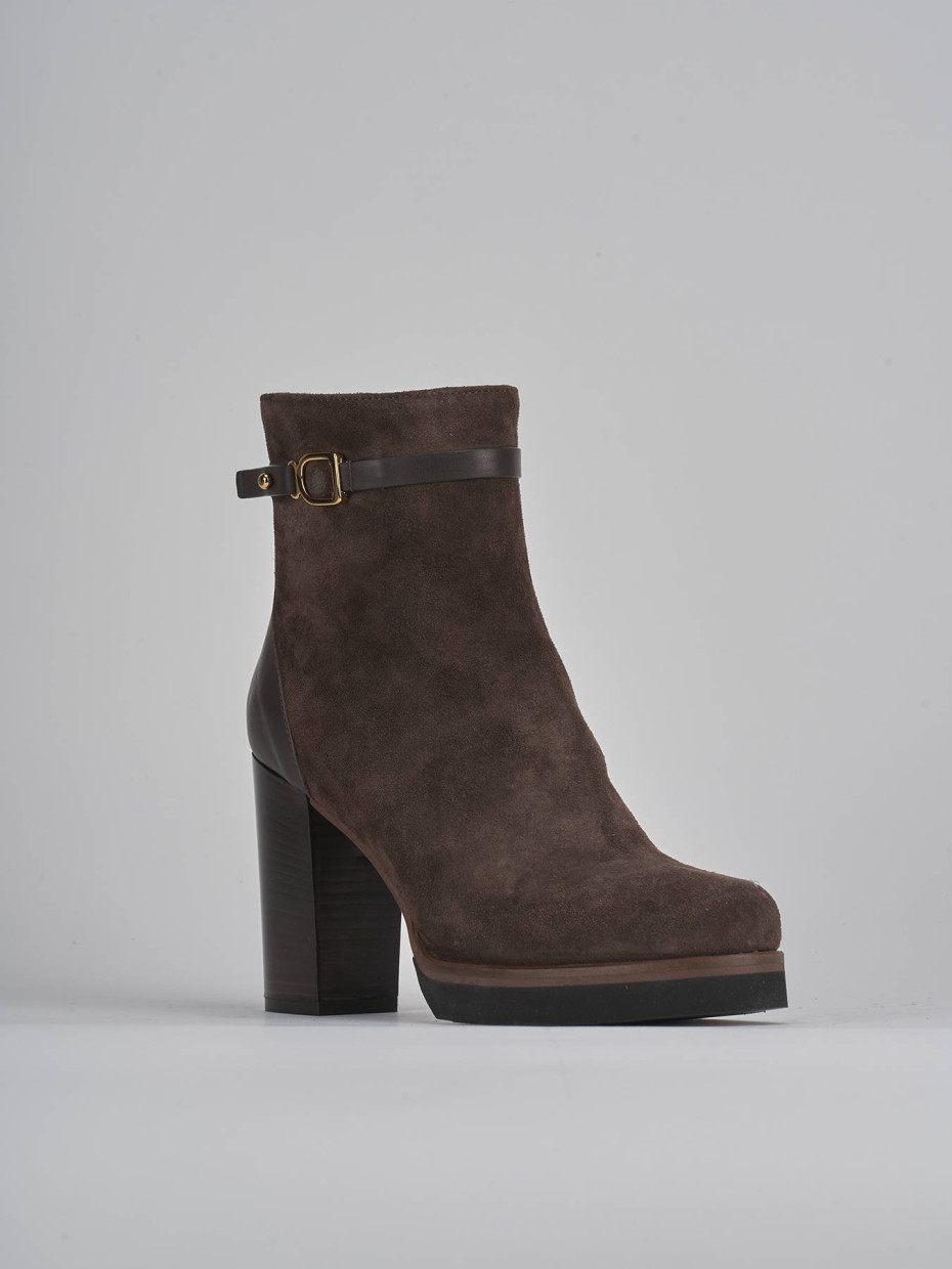 High heel ankle boots heel 10 cm dark brown suede