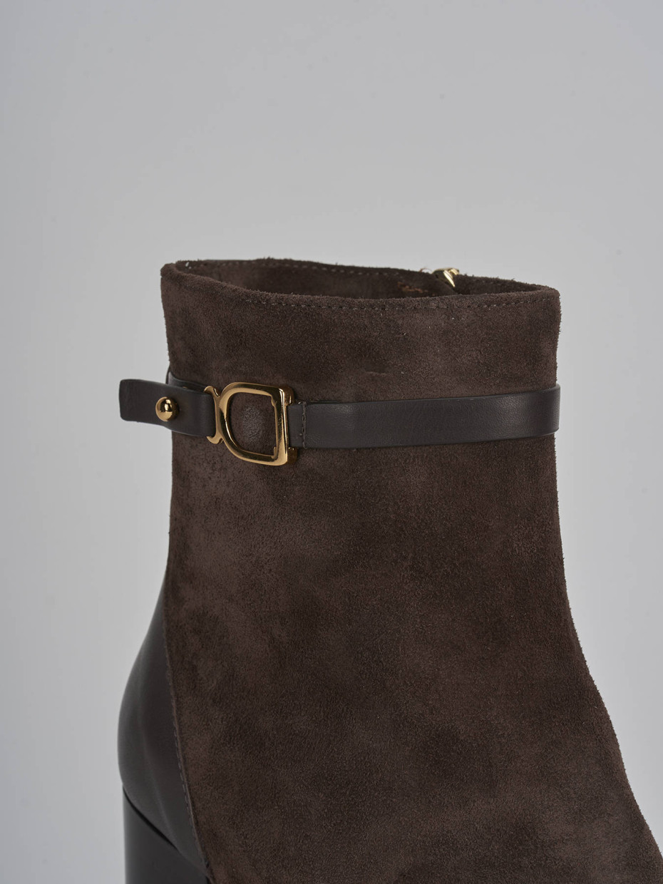 High heel ankle boots heel 10 cm dark brown suede