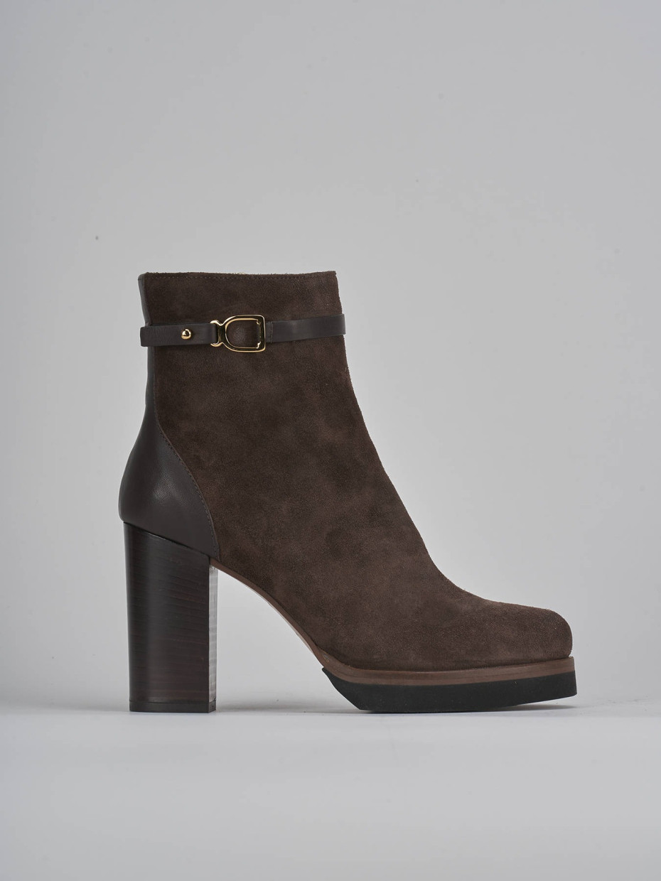 High heel ankle boots heel 10 cm dark brown suede