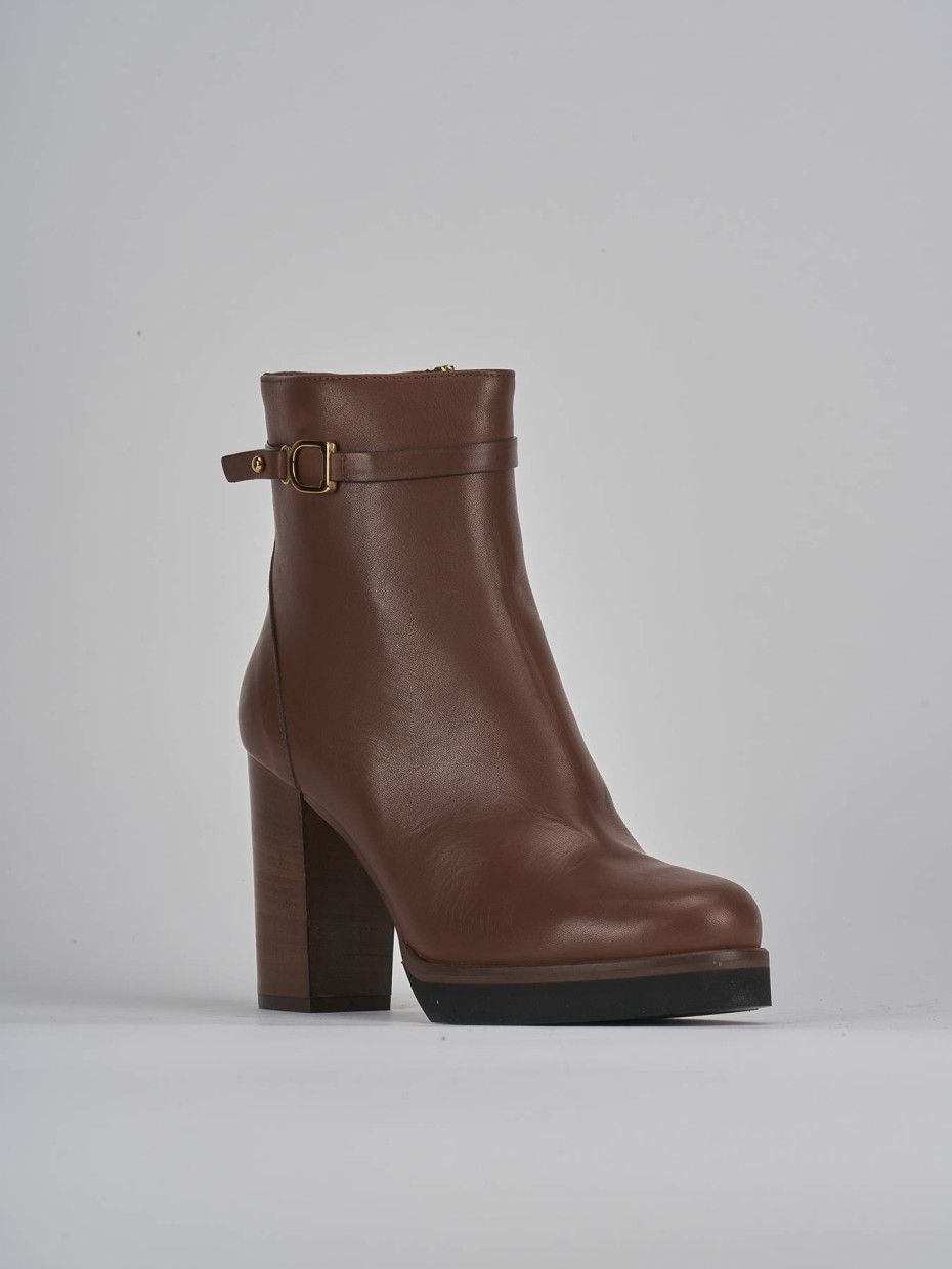 High heel ankle boots heel 10 cm brown leather
