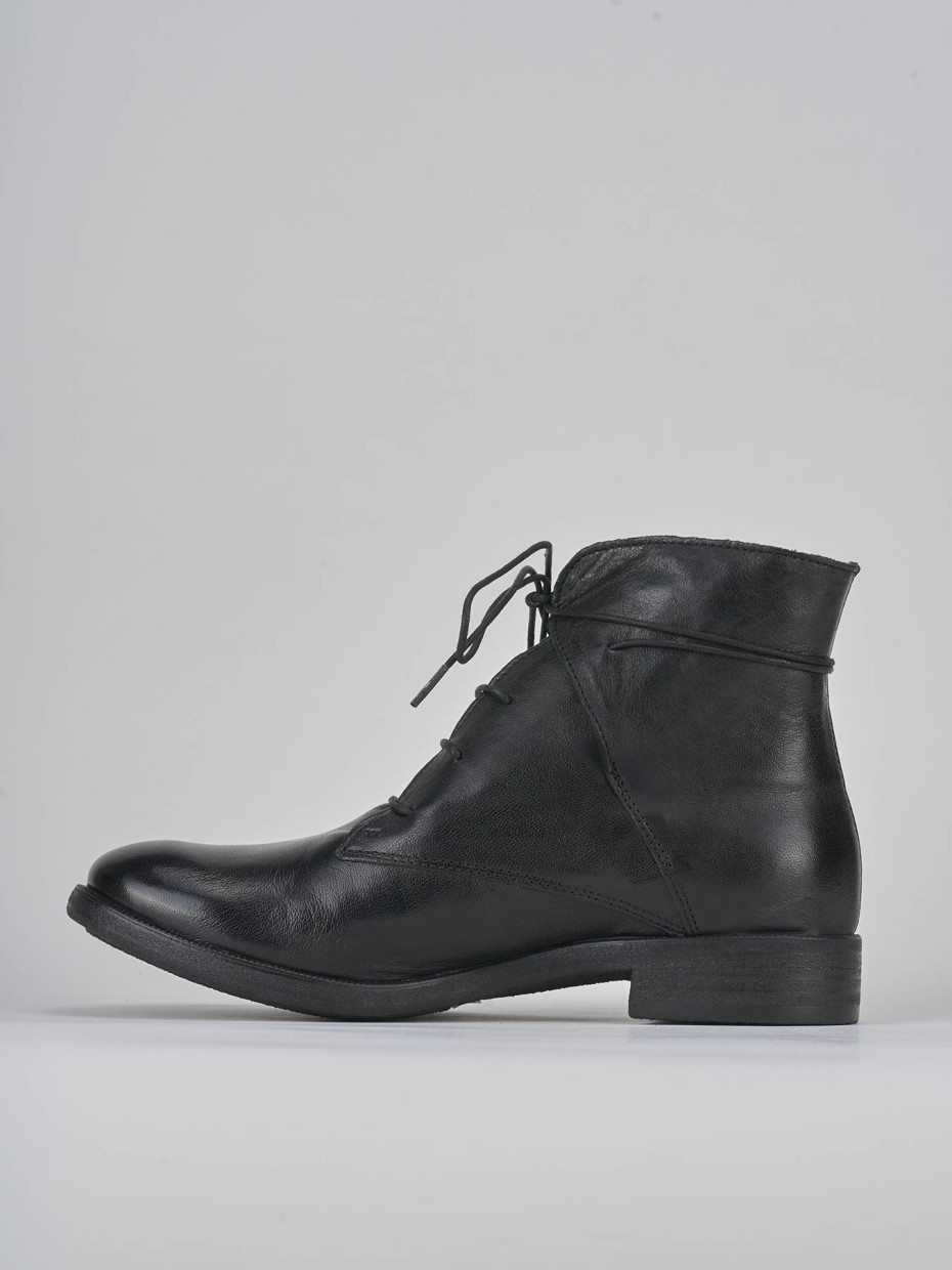 Combat boots heel 1 cm black leather