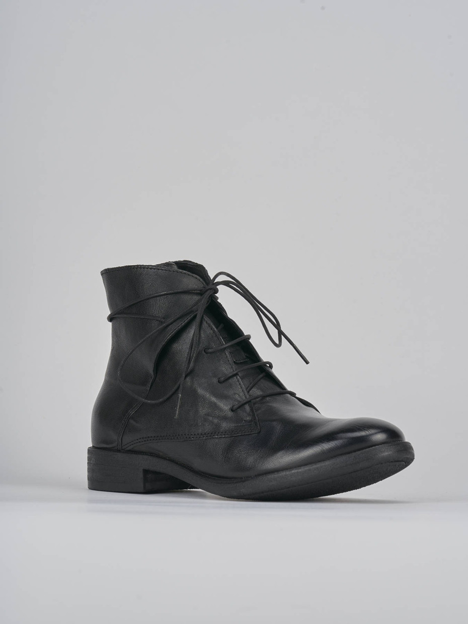 Combat boots heel 1 cm black leather