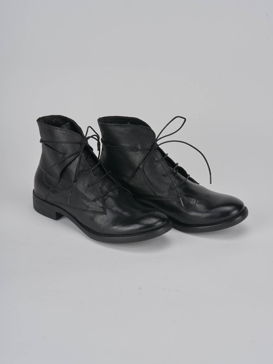 Combat boots heel 1 cm black leather