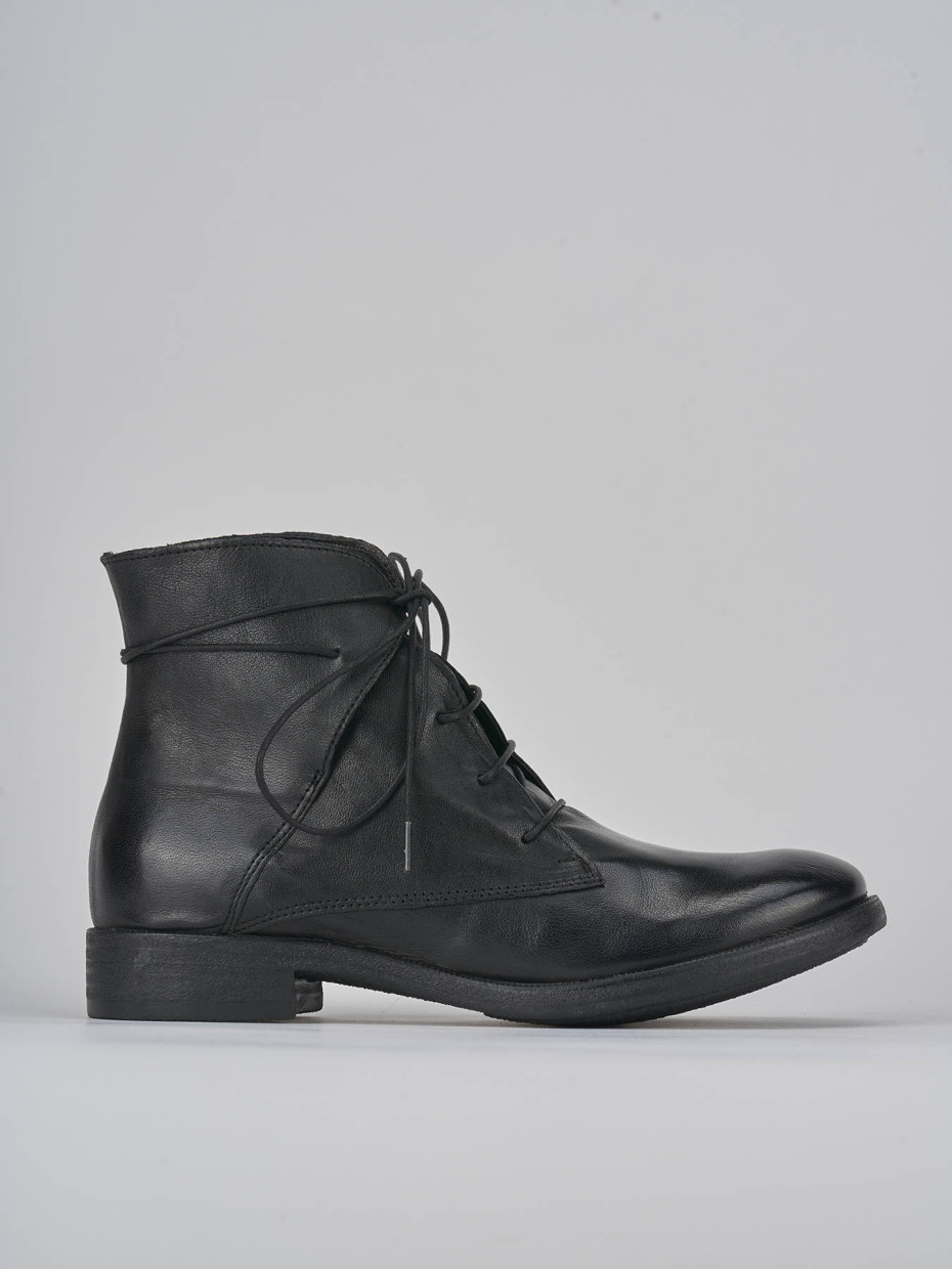 Combat boots heel 1 cm black leather