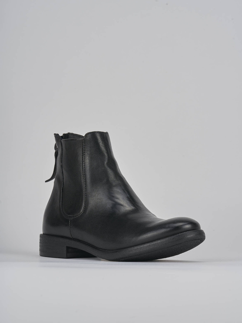 Low heel ankle boots heel 1 cm black leather