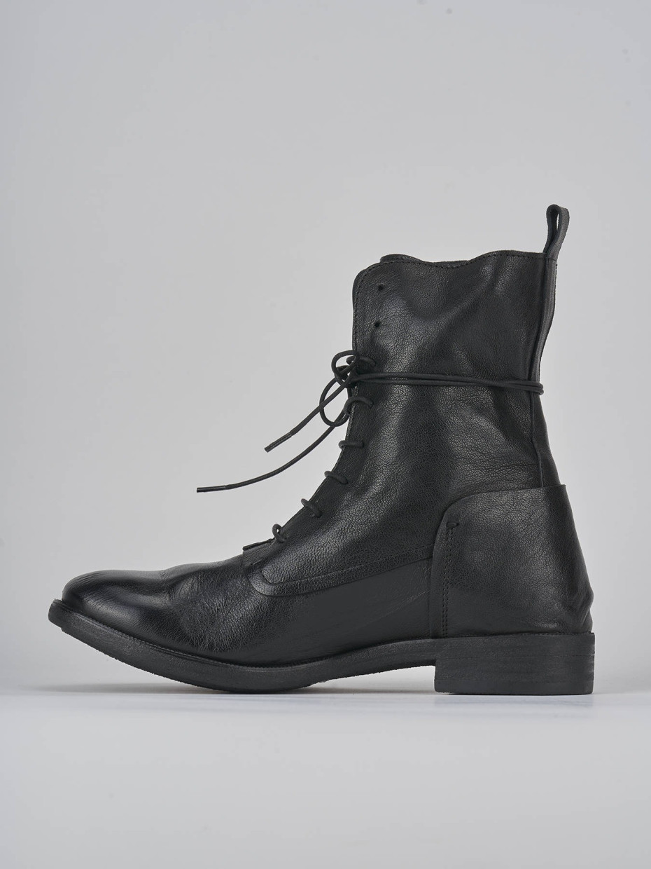 Combat boots heel 1 cm black leather